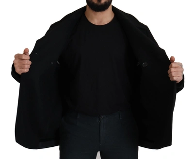Shop Dolce & Gabbana Black Wool Trench Overcoat Men's Jacket