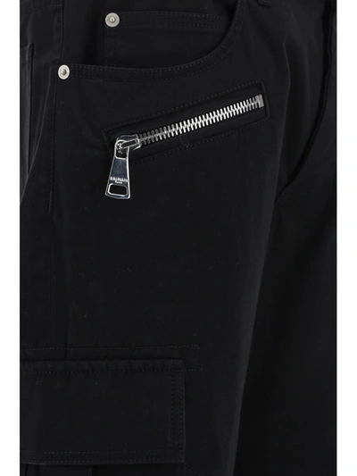 Shop Balmain Pants In 0pa Noir