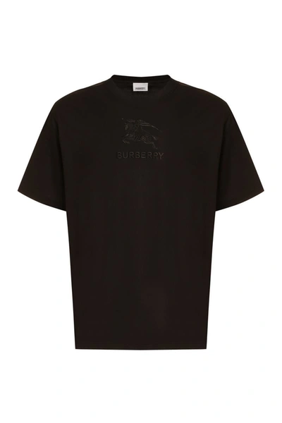 Shop Burberry Cotton Crew-neck T-shirt In Black