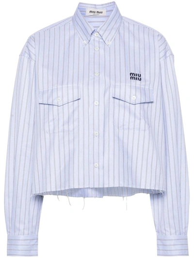 Shop Miu Miu Striped Shirt In Blue
