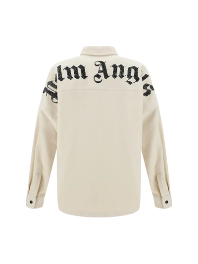 Shop Palm Angels Shirts In Off White Anthracite