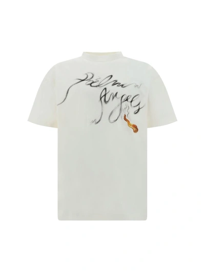 Shop Palm Angels T-shirts In Off White Black