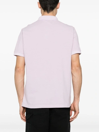 Shop Stone Island Polo Shirt With Logo In Pink