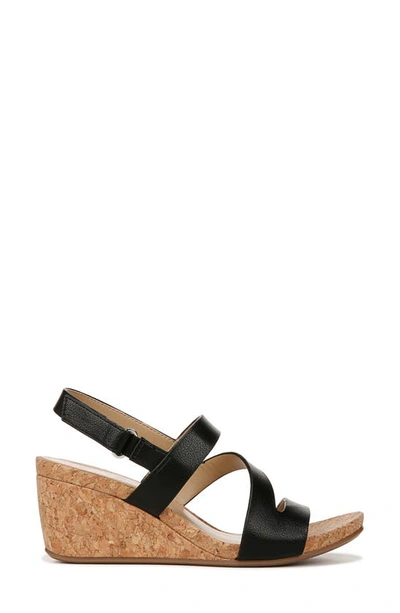 Shop Naturalizer Adria Strappy Wedge Sandal In Black Faux Leather