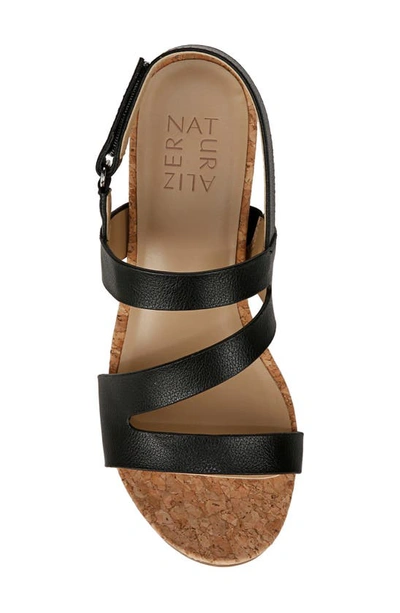 Shop Naturalizer Adria Strappy Wedge Sandal In Black Faux Leather