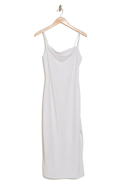 Shop Bebe Shimmer Cowl Neck Slipdress In Ivory