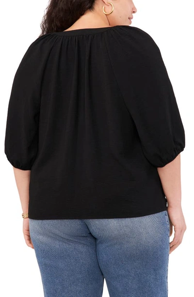 Shop Vince Camuto Balloon Sleeve Button-up Top In Rich Black