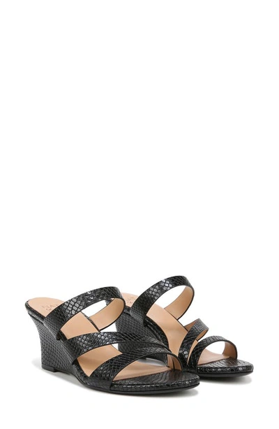 Naturalizer Breona Wedge Dress Sandals In Black Faux Snake Leather