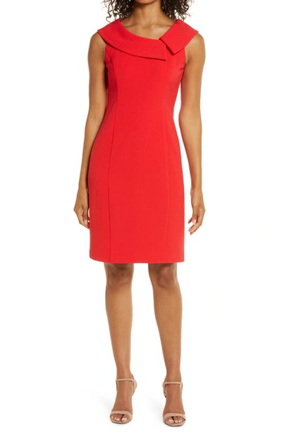 Shop Harper Rose Envelope Collar Crepe Sheath Dress In Red