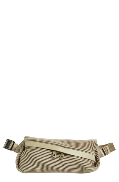 Shop Issey Miyake Bias Pleated Belt Bag In Beige