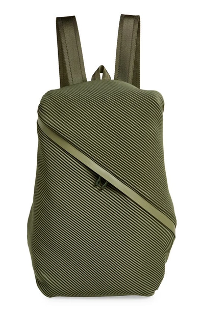 Shop Issey Miyake Bias Pleated Backpack In Steel Green