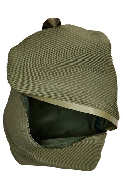 Issey Miyake Bias Pleated Backpack In Steel Green