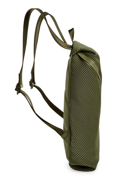 Shop Issey Miyake Bias Pleated Backpack In Steel Green