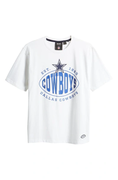 Shop Hugo Boss X Nfl Stretch Cotton Graphic T-shirt In Dallas Cowboys White