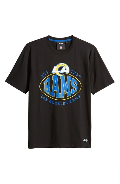 Shop Hugo Boss X Nfl Stretch Cotton Graphic T-shirt In Los Angeles Rams Black