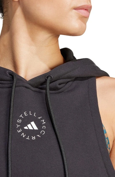 Shop Adidas By Stella Mccartney Sleeveless Cotton French Terry Hoodie In Black
