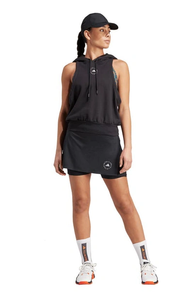 Shop Adidas By Stella Mccartney Sleeveless Cotton French Terry Hoodie In Black