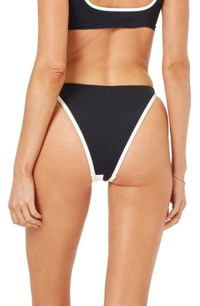 Shop L*space Jada Bitsy Twist Front Bikini Bottoms In Black/ Cream