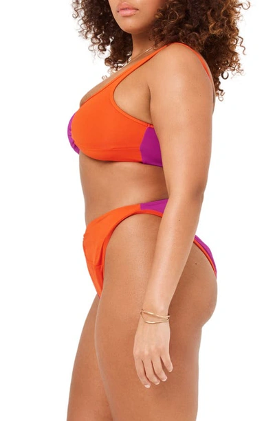 Shop L*space Jada Bitsy Twist Front Bikini Bottoms In Berry/ Pimento