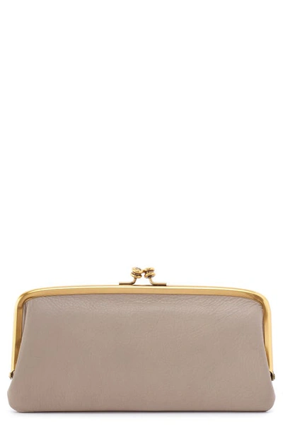 Shop Hobo Large Cora Leather Frame Clutch In Taupe