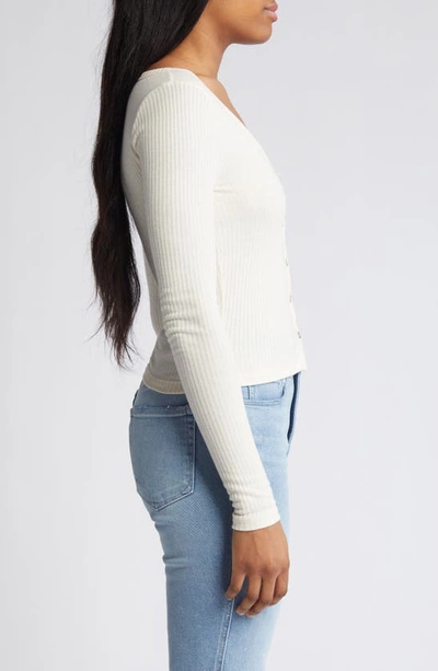 Shop Noisy May Odette Rib Cardigan Sweater In Pearled Ivory