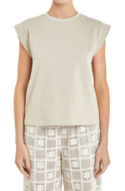 English Factory Cap Sleeve Jersey T-shirt In Taupe