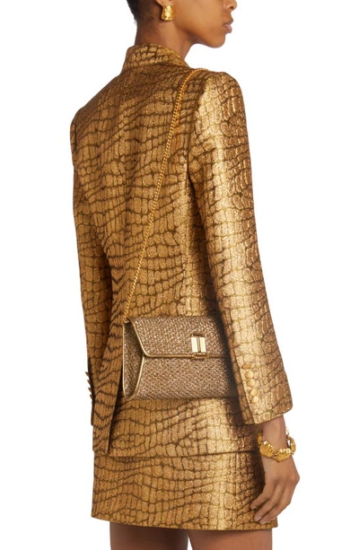 Tom Ford Nobile Metallic Textured Chain Shoulder Bag In Dark Gold