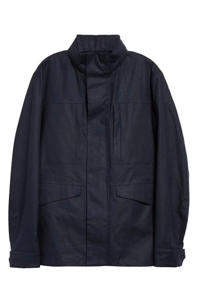 Shop Herno Laminar Waterproof Linen Field Jacket In 9201 Navy