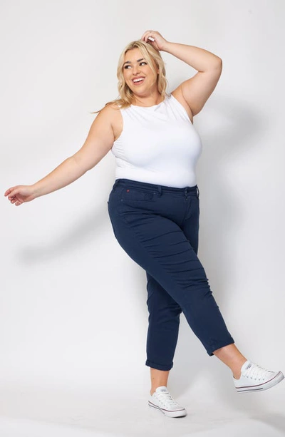 Slink Jeans High Waist Ankle Boyfriend Jeans In Blue Night