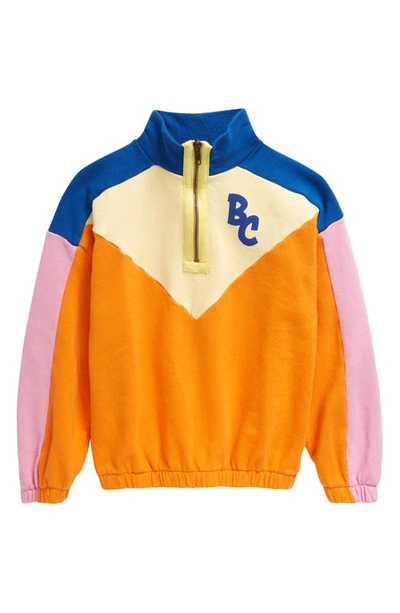 Shop Bobo Choses Kids' Colorblock Organic Cotton Sweatshirt In Orange Multicolor