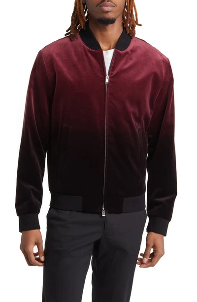 Shop Hugo Boss Boss Hanry Ombré Bomber Jacket In Dark Red