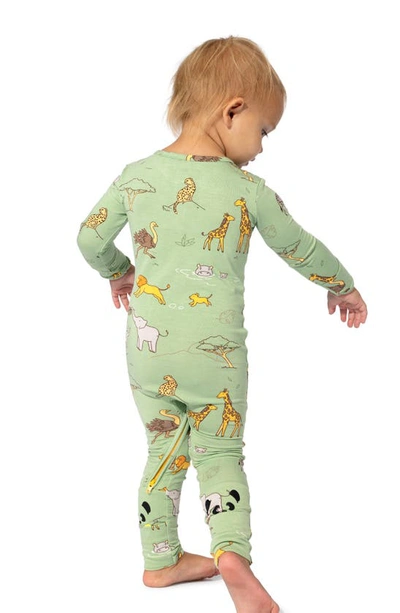 Shop Bellabu Bear Kids' Savannah Fitted One-piece Convertible Pajamas In Green