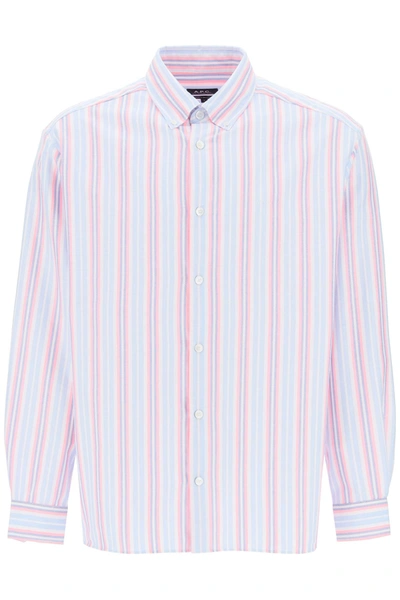 Shop Apc Mathias Striped Oxford Shirt