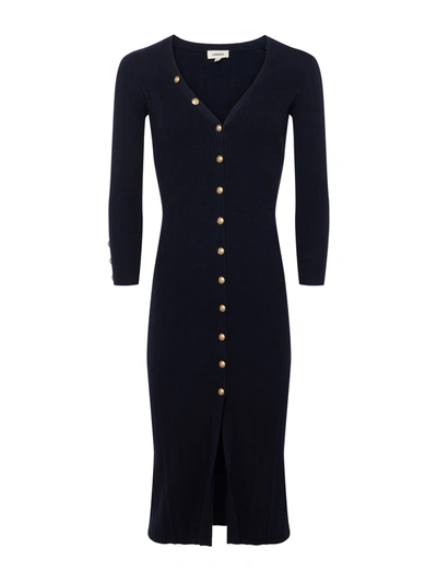 Shop L Agence Kyra Ribbed Duster Dress In Midnight/gold