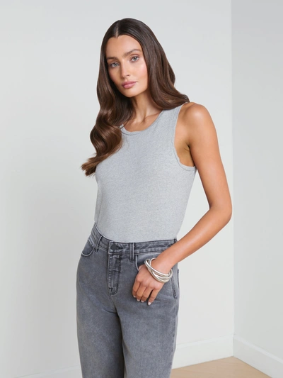Shop L Agence Mikaela Cotton Tank In Heather Grey