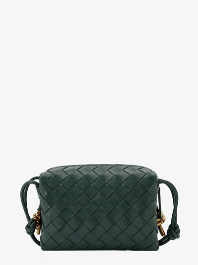 Shop Bottega Veneta Woman Mini Loop Camera Bag Woman Green Shoulder Bags