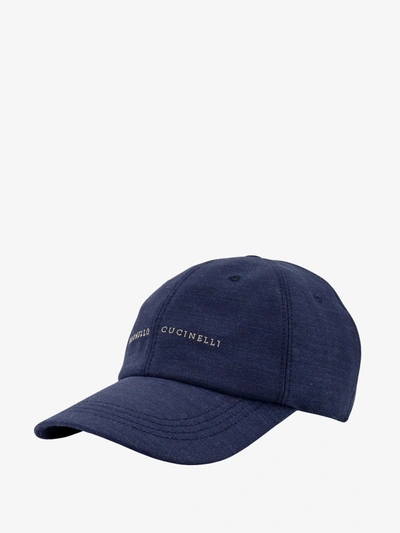 Shop Brunello Cucinelli Man Hat Man Blue Hats