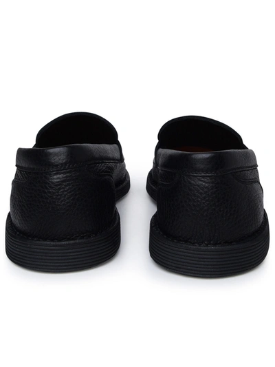 Shop Dolce & Gabbana Man  Black Leather Loafers