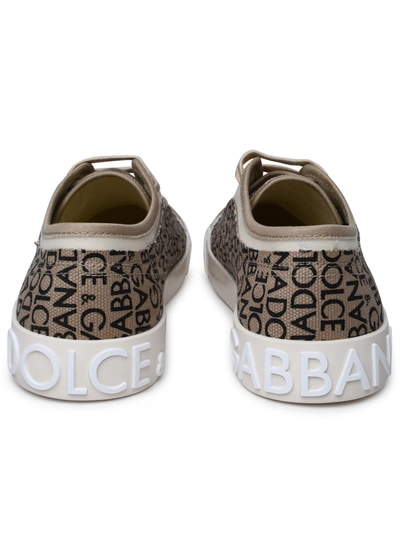 Shop Dolce & Gabbana Beige Fabric Sneakers Man In Cream