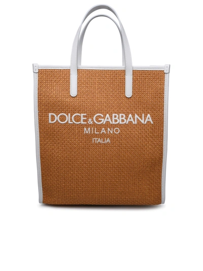 Shop Dolce & Gabbana Two-tone Leather Blend Bag Woman In Cream