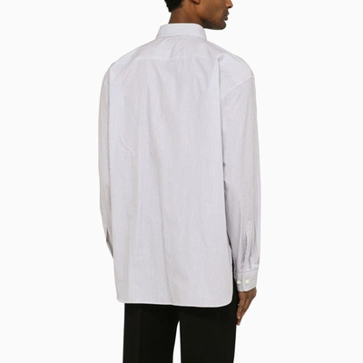 Shop Dries Van Noten Blue/white Striped Long Sleeve Croom Shirt Men