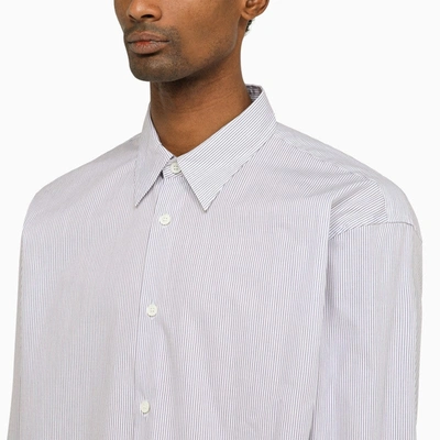 Shop Dries Van Noten Blue/white Striped Long Sleeve Croom Shirt Men
