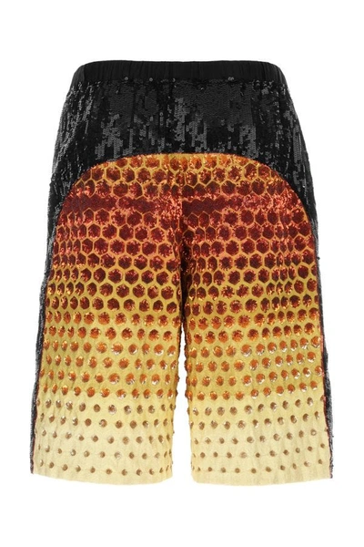 Shop Dries Van Noten Man Embellished Cotton Bermuda Shorts In Multicolor