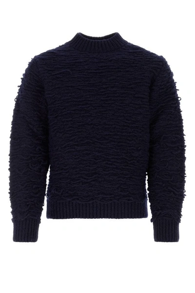 Shop Dries Van Noten Man Navy Blue Wool Sweater