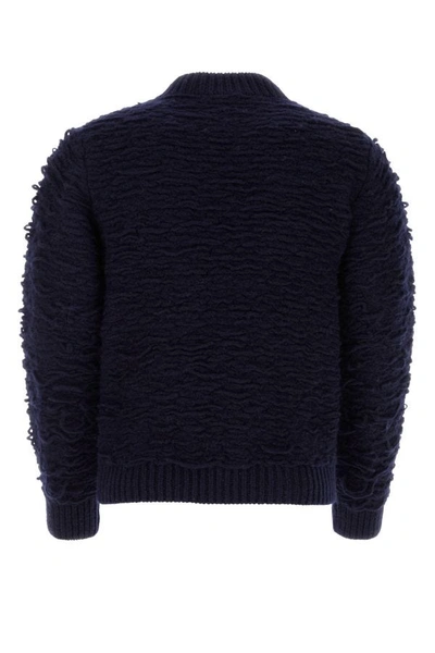 Shop Dries Van Noten Man Navy Blue Wool Sweater
