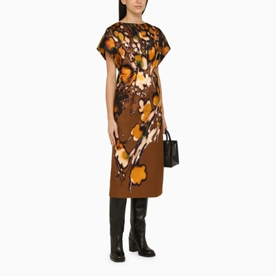Shop Dries Van Noten Printed Cognac Midi Dress Women In Multicolor