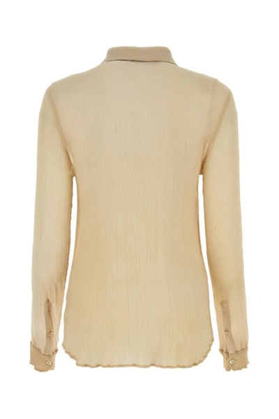 Shop Dries Van Noten Woman Beige Silk Shirt In Brown