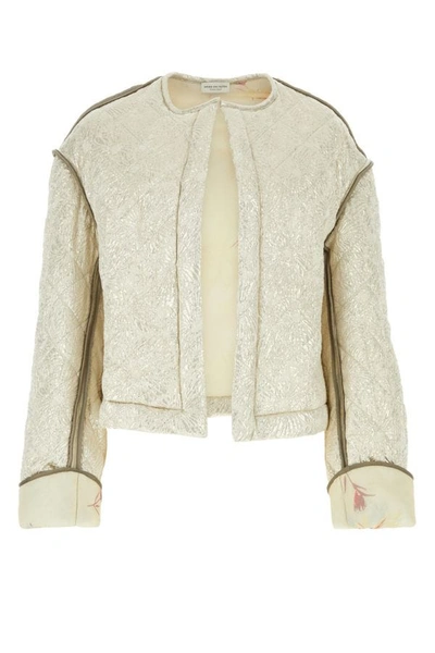 Shop Dries Van Noten Woman Platinum Silk Blend Bomber Jacket In Multicolor