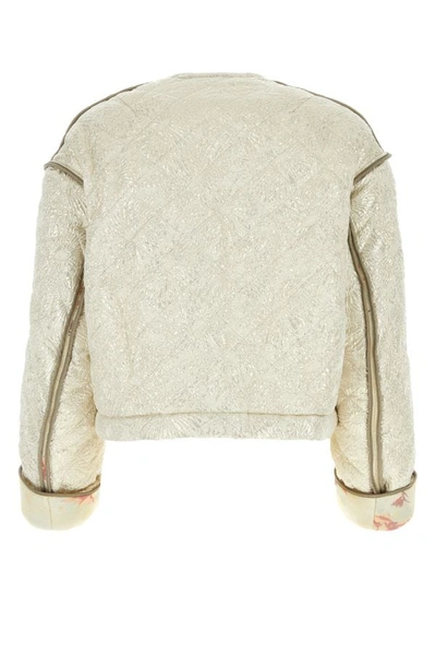 Shop Dries Van Noten Woman Platinum Silk Blend Bomber Jacket In Multicolor
