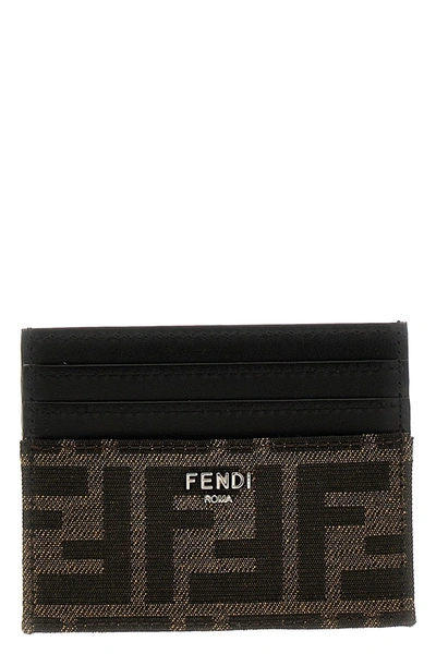 Shop Fendi Men 'ff' Card Holder In Brown